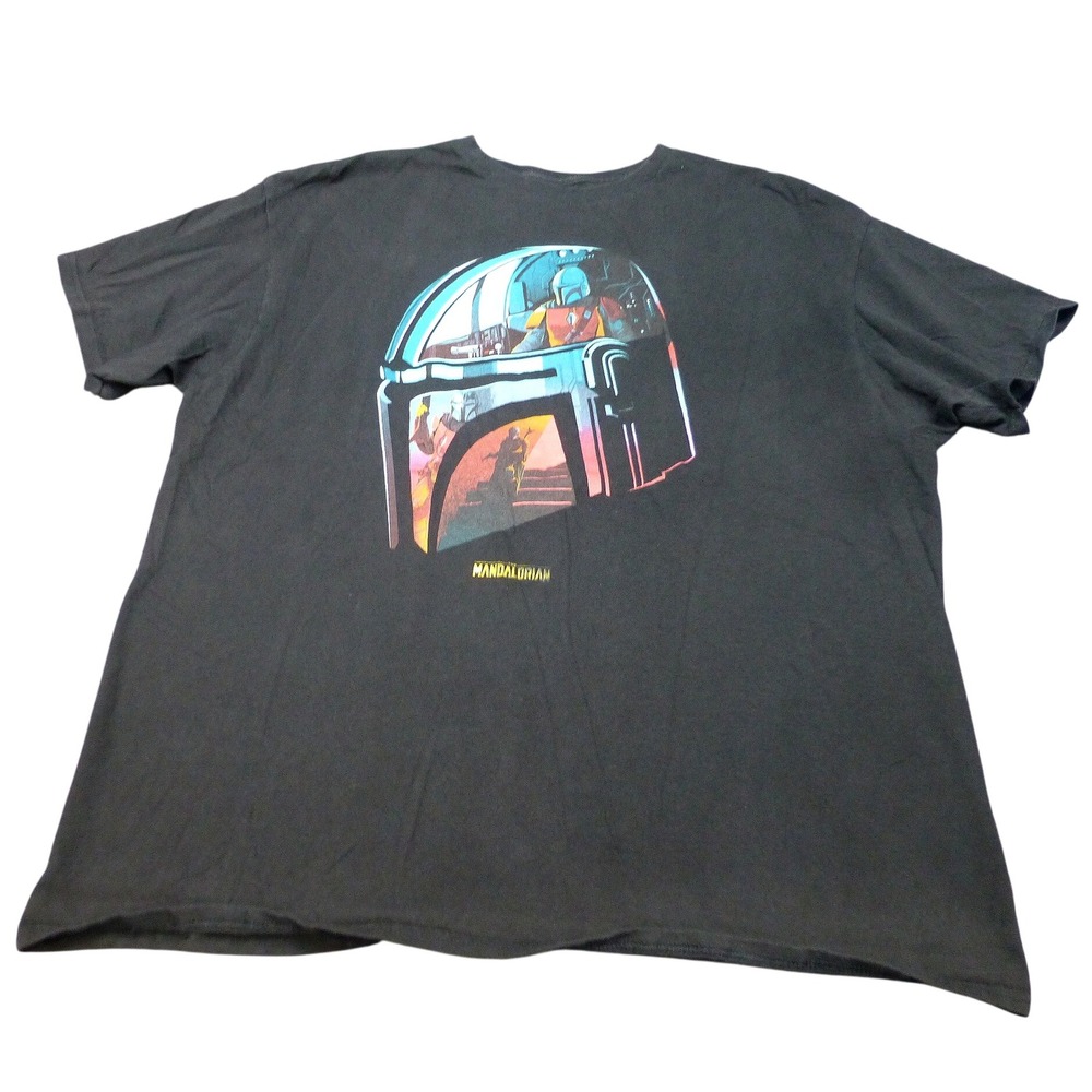 Star Wars The Mandalorian Helmet Graphic T-Shirt Mens XL Black Cotton Disney+